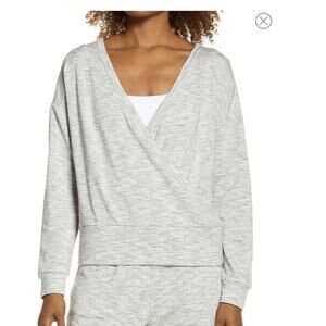 Zella Light Gray Wrap Top Sz Large Sooo Soft fabric